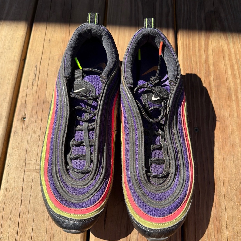 Nike Air Max 97 Mens Purple Black Neon Multi Color Athletic Sneakers Retro 90s